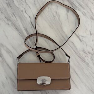 Coach Beige Crossbody Bag with Silver Accent